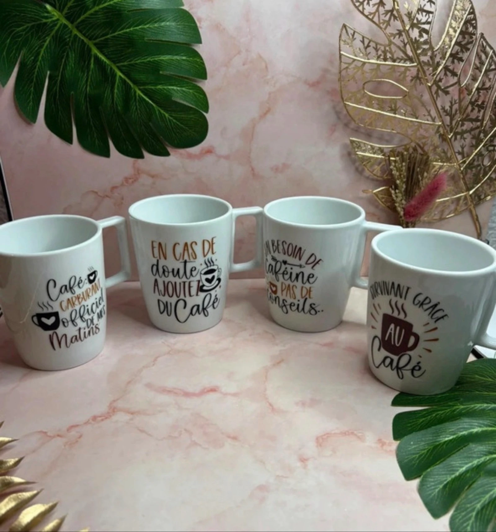 Lot de 4 tasses à café personnalisées – Design Air France / Degrenne